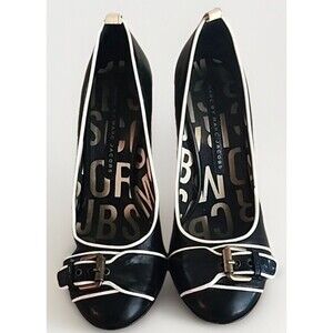 Marc by Marc Jacobs Black White Buckle Pumps Heels Round Toe Y2K Size 7